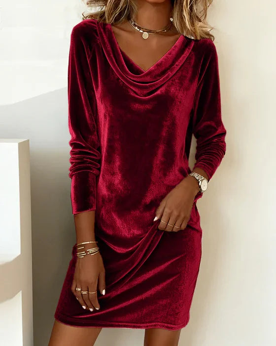 Maribel Relaxed-Fit Draped Velvet Dress