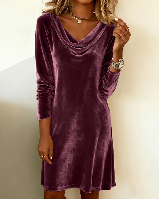 Maribel Relaxed-Fit Draped Velvet Dress