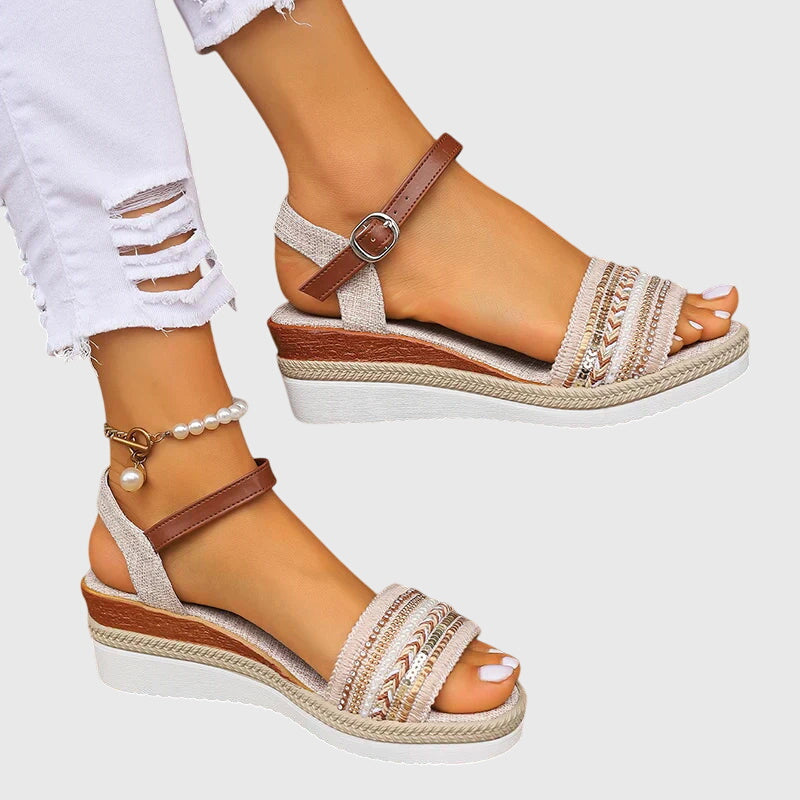 Joselyn woven beaded bohemian support sandals