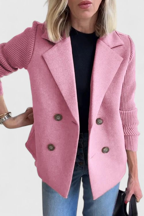 Winslet - Double-Breasted Contrast-Sleeve Blazer