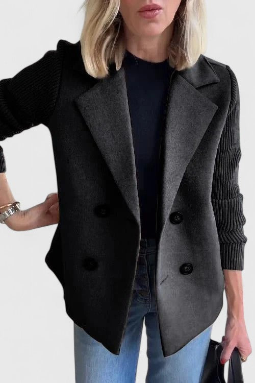 Winslet - Double-Breasted Contrast-Sleeve Blazer