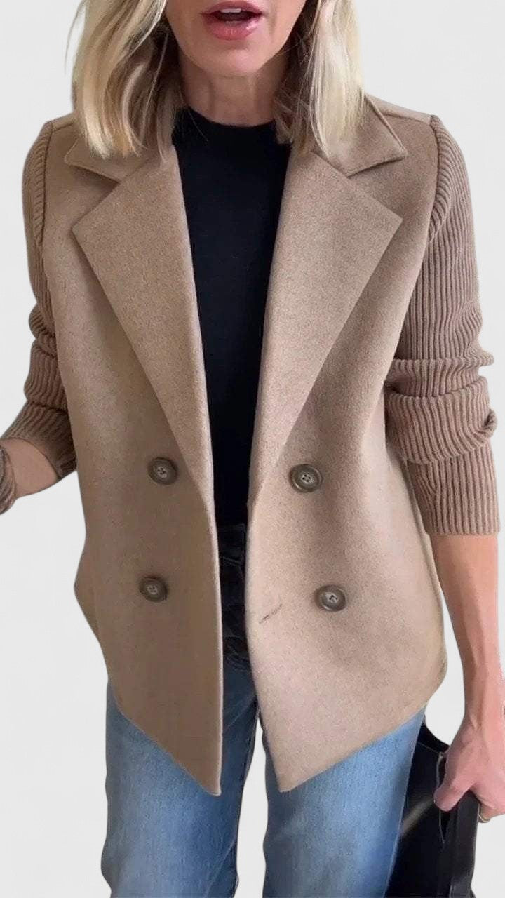 Winslet - Double-Breasted Contrast-Sleeve Blazer