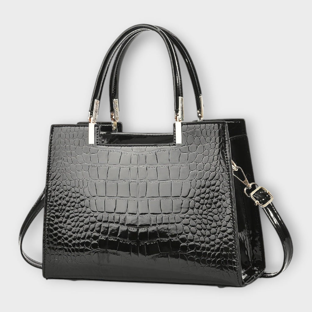Emilie - Glossy Croc Leather Handbag
