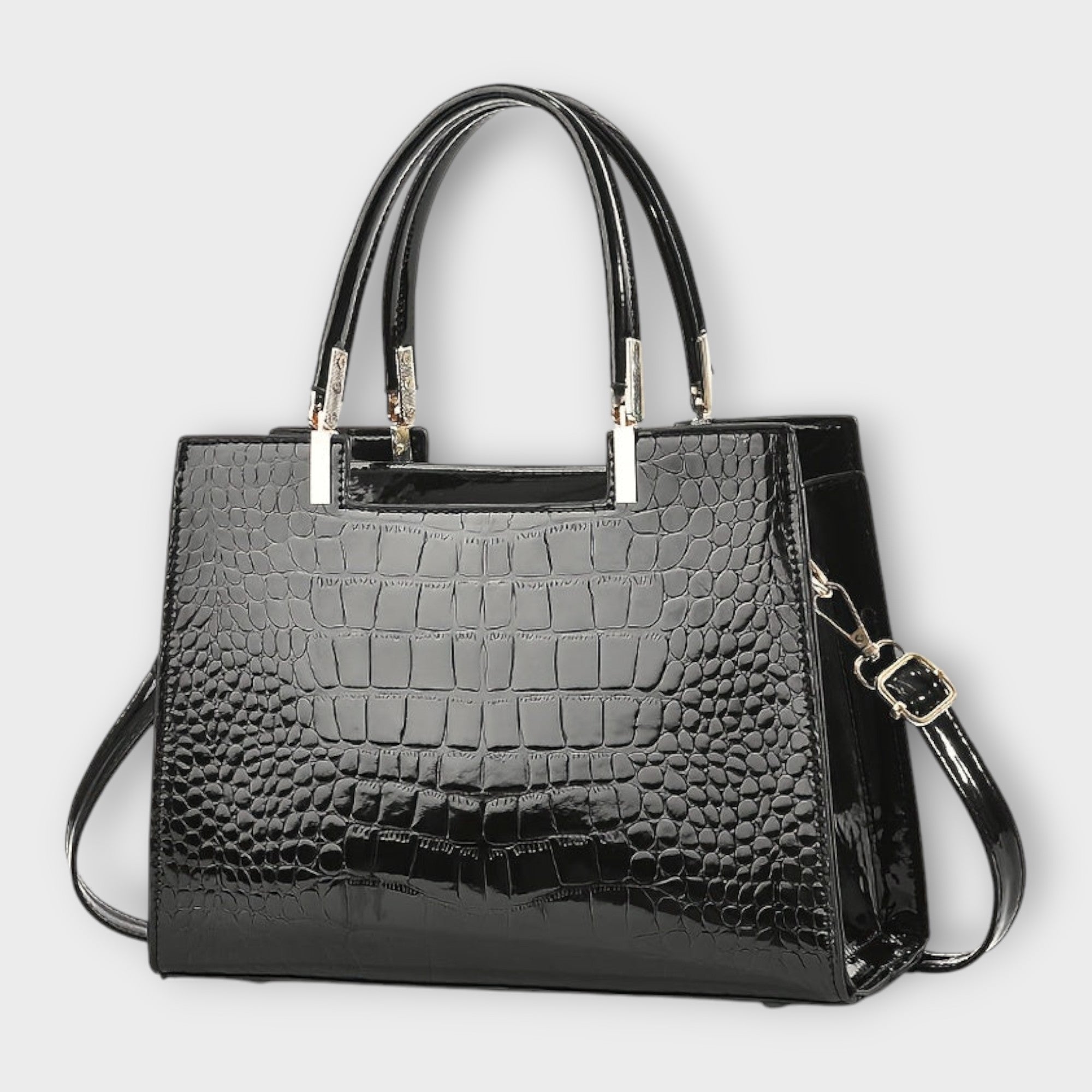 Emilie - Glossy Croc Leather Handbag