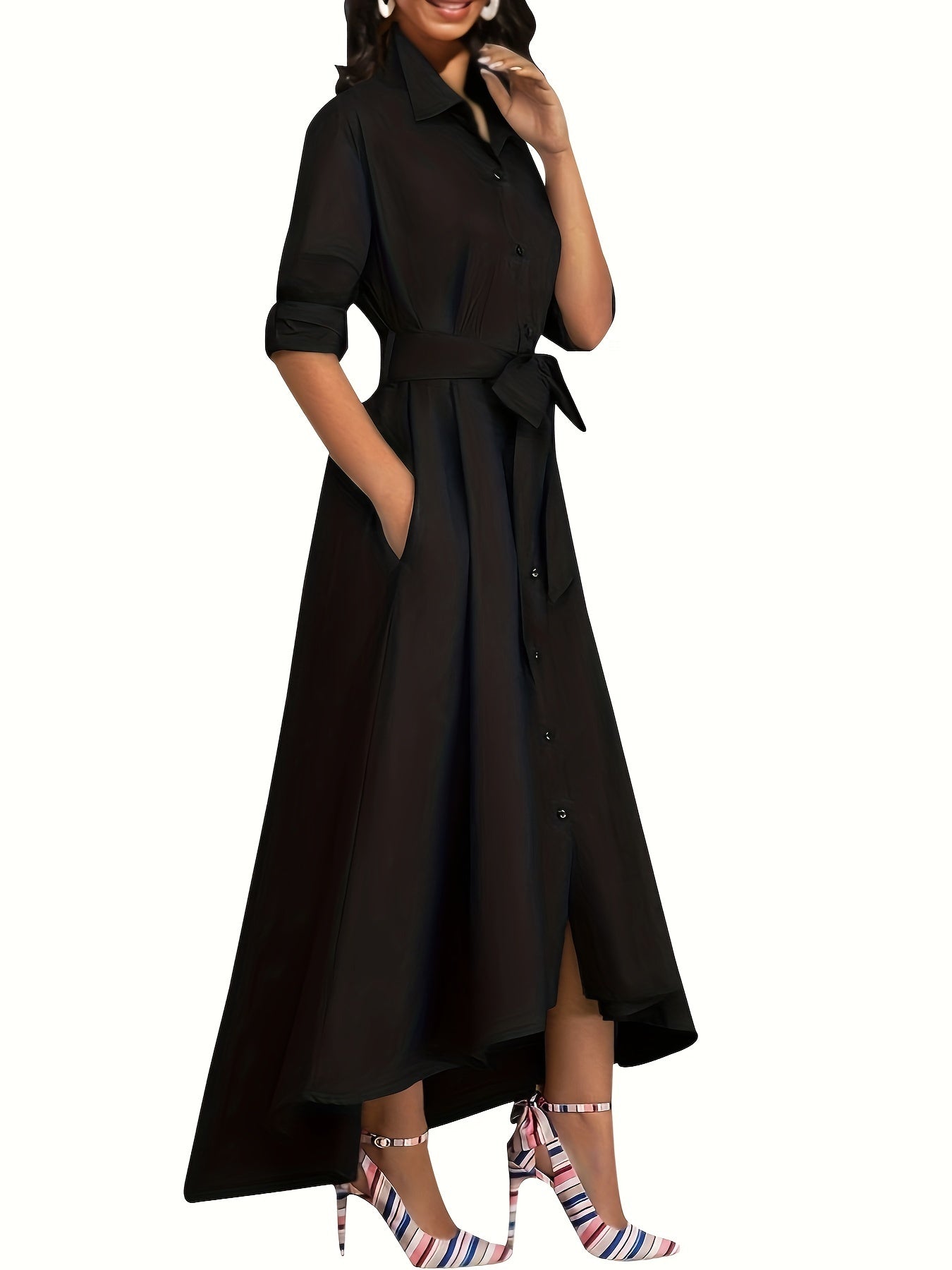 Marianne | Button-Front Holiday Maxi Dress