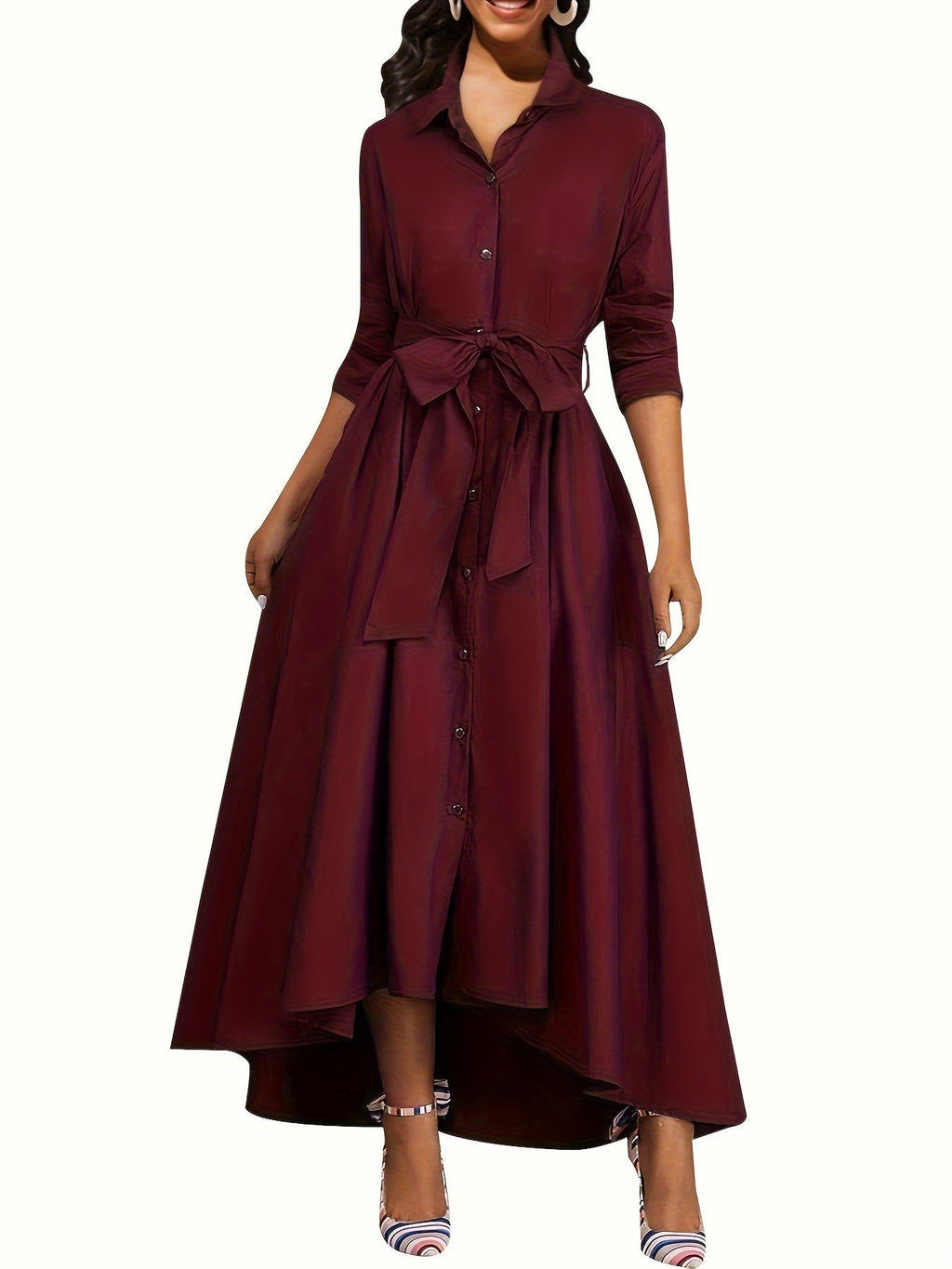 Marianne | Button-Front Holiday Maxi Dress
