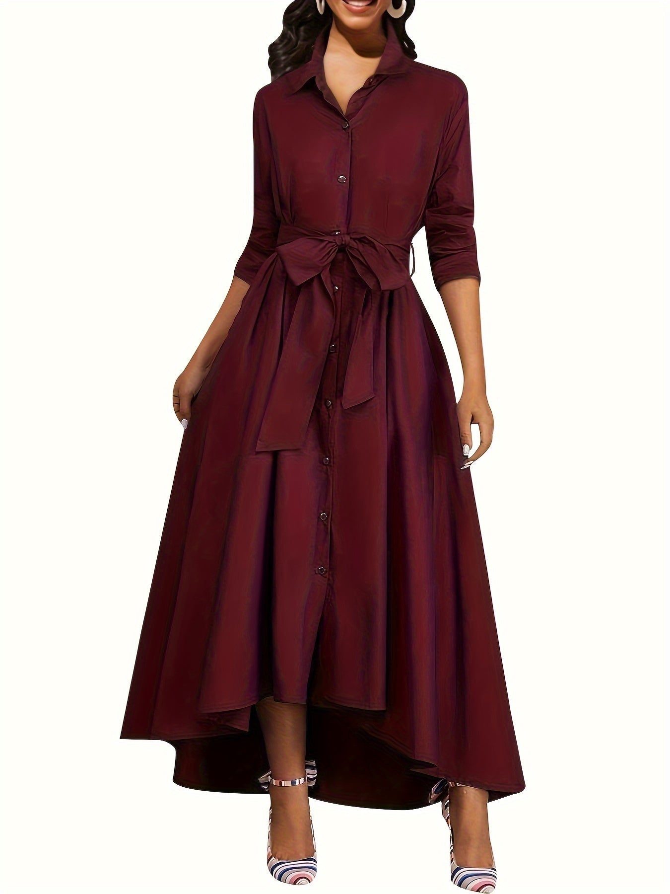 Marianne | Button-Front Holiday Maxi Dress