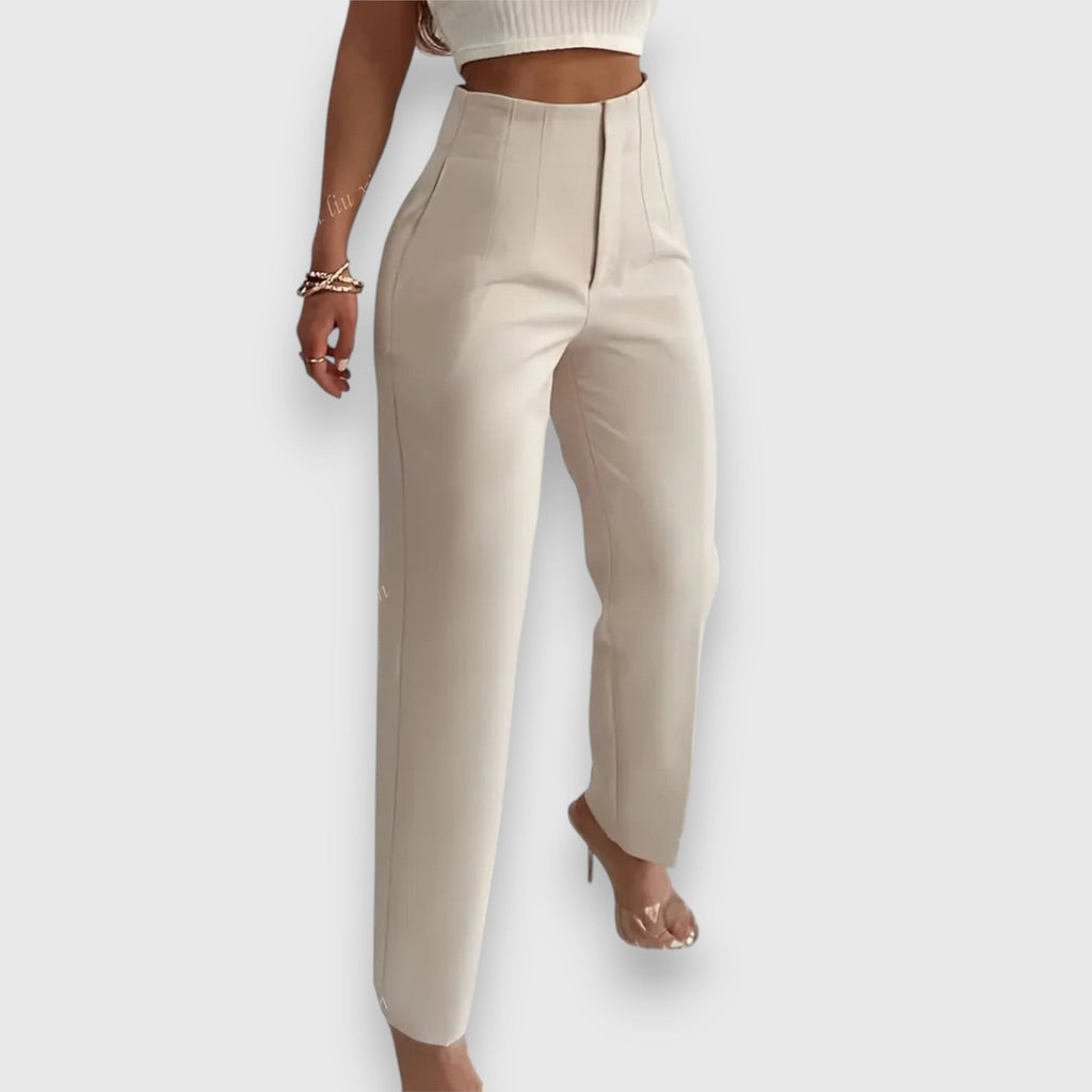 Clemence high-waist straight-leg pants with classic tailored line