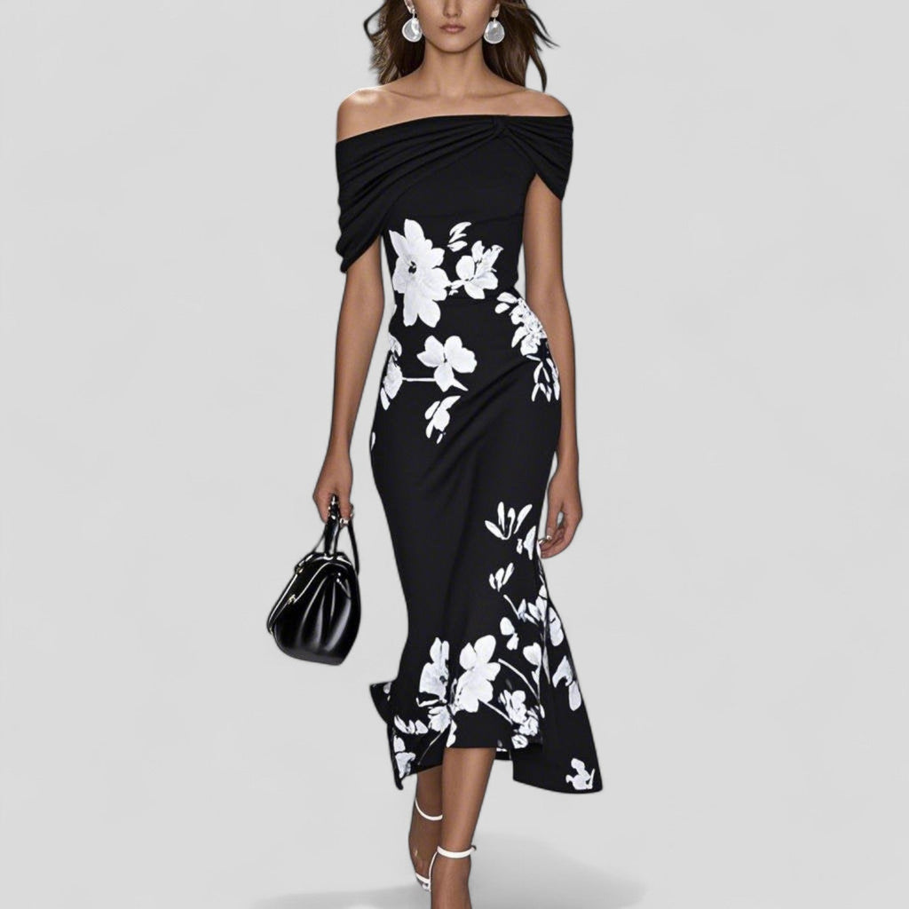 Isabelle - Ruffle-Hem Floral Midi Dress