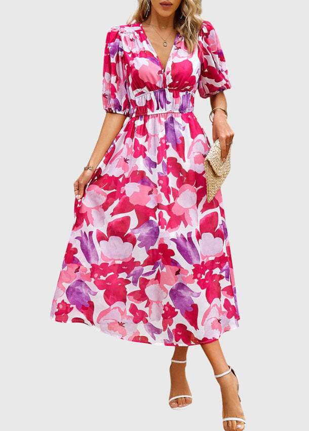 Rosalie - Flattering Floral Midi Dress
