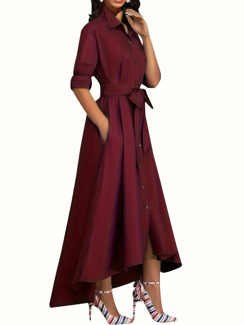 Marianne | Button-Front Holiday Maxi Dress