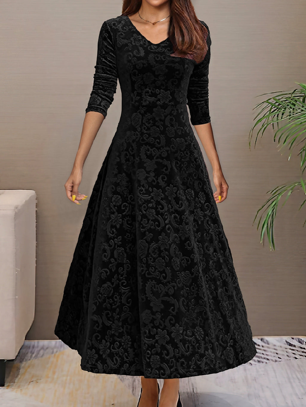 Nancy | Velvet Holiday Elegance Dress