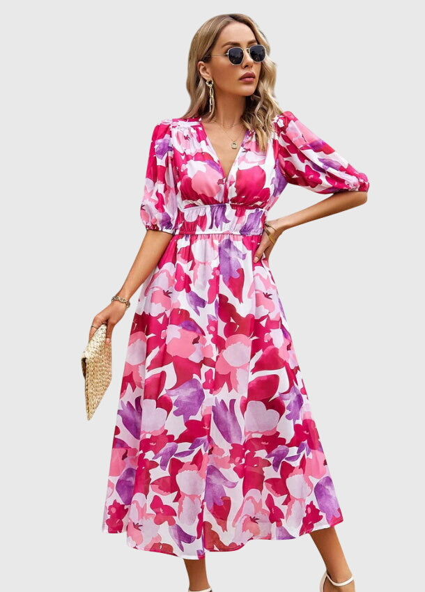 Rosalie - Flattering Floral Midi Dress