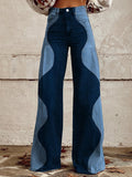 Sole wild pattern bohemian wide-leg pants with elastic waistband