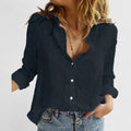 Manon - Cotton-Linen Blend Lapel Collar Blouse