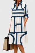 Front profile of the Greta minimalist structured midi dress highlighting its clean lines