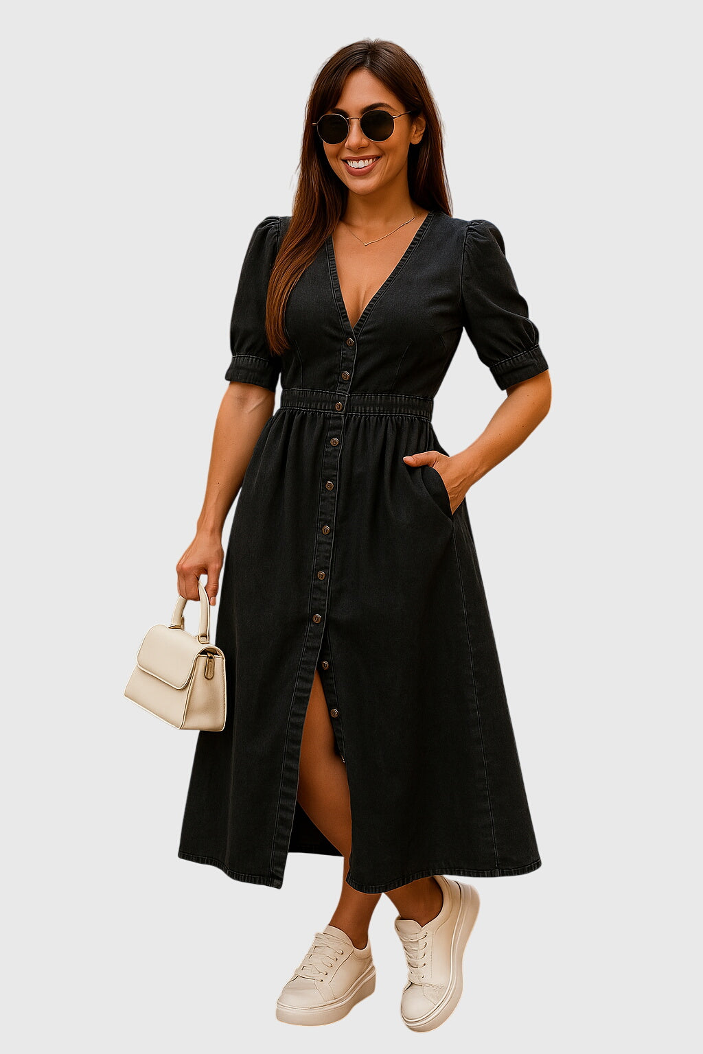 Jacqueline - Wrinkle-Resistant Denim Dress