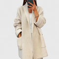Jan ribbed knit open-front cardigan with practical deep front pockets