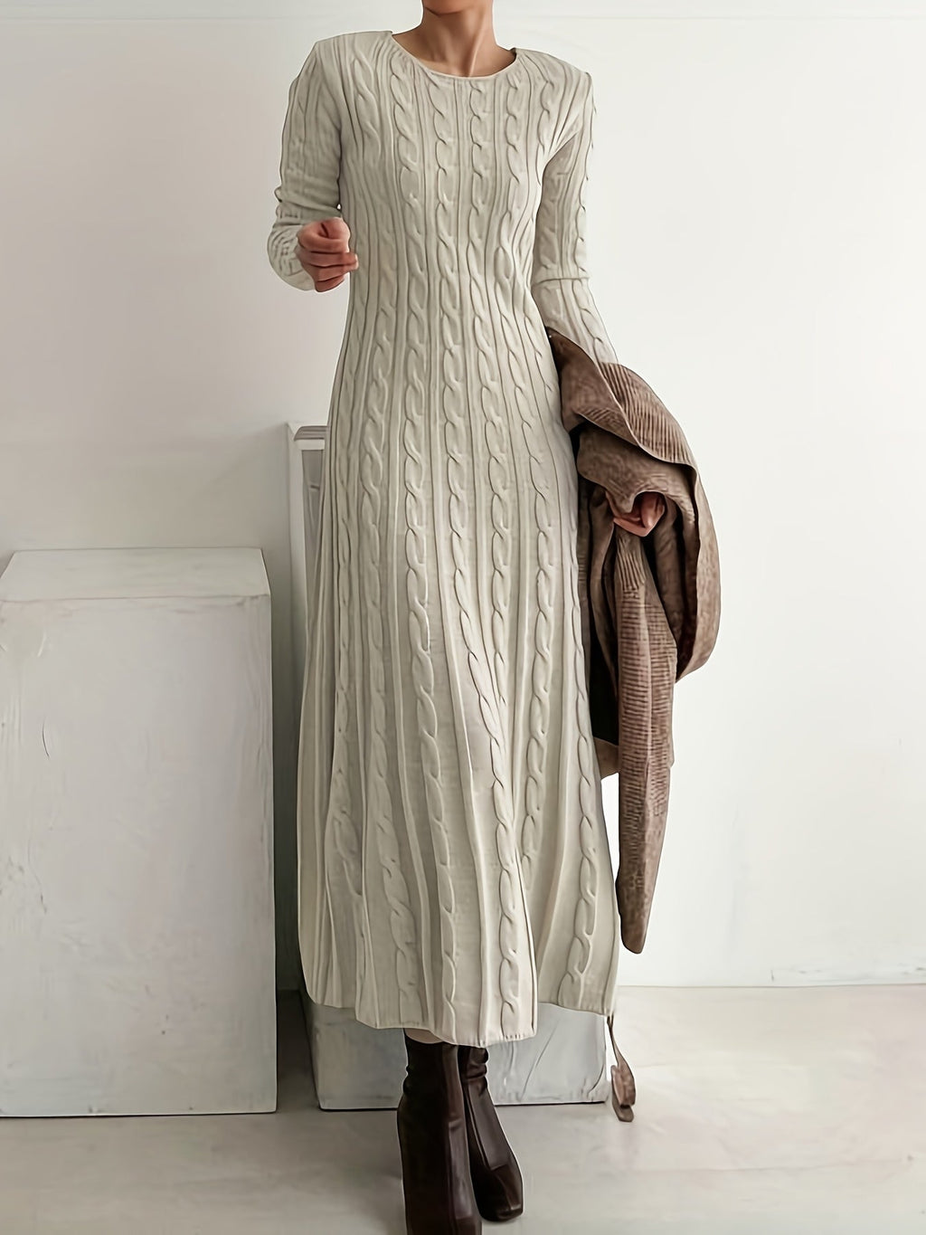 Evelyn | Cable Knit Maxi Dress