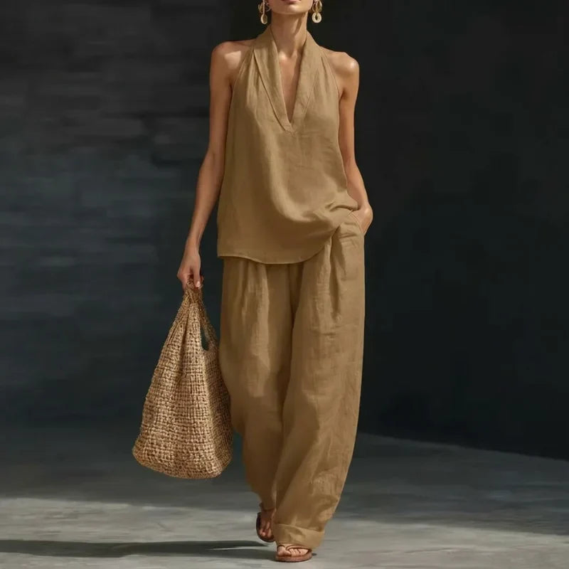 Ainhoa - Textured Linen Two-Piece Set