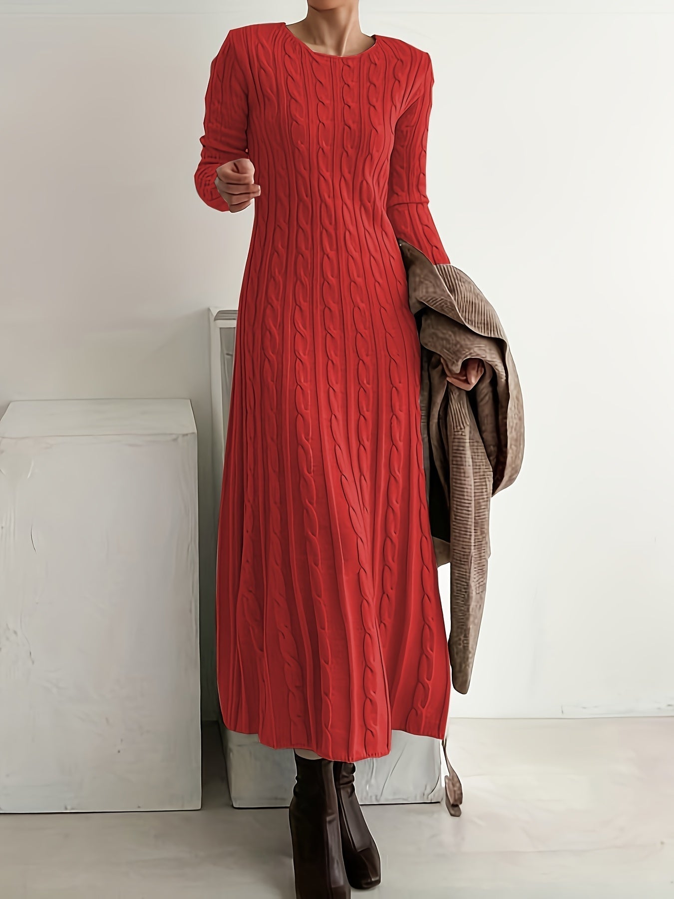 Evelyn | Cable Knit Maxi Dress