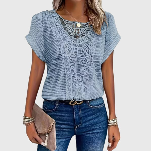 Lucie - Ibiza Lace Accent Breathable Blouse