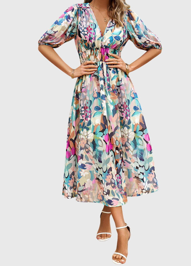 Rosalie - Flattering Floral Midi Dress
