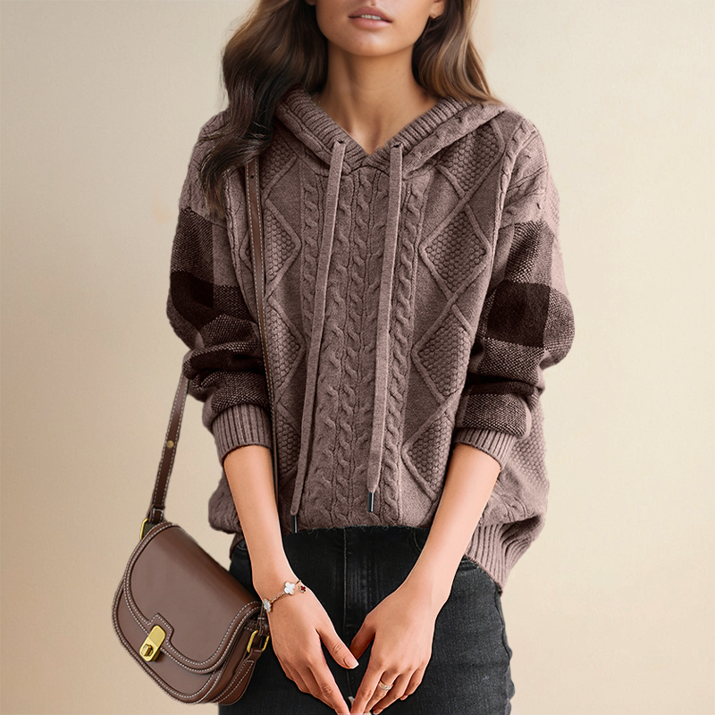 Julie - Cable Knit Hooded Sweater