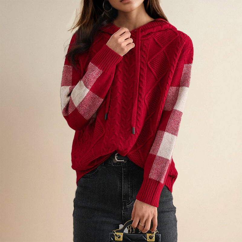 Julie - Cable Knit Hooded Sweater