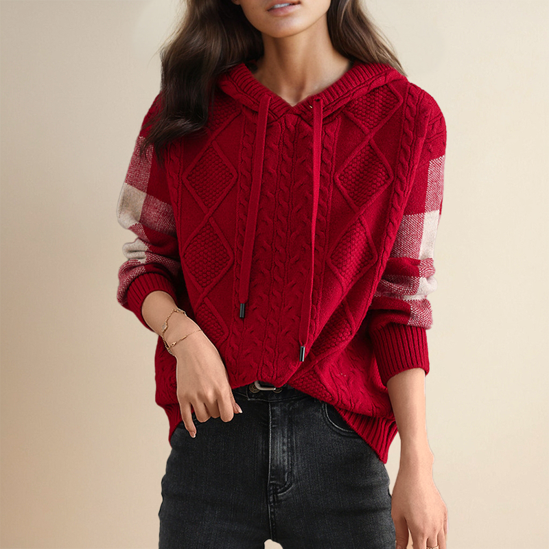 Julie - Cable Knit Hooded Sweater