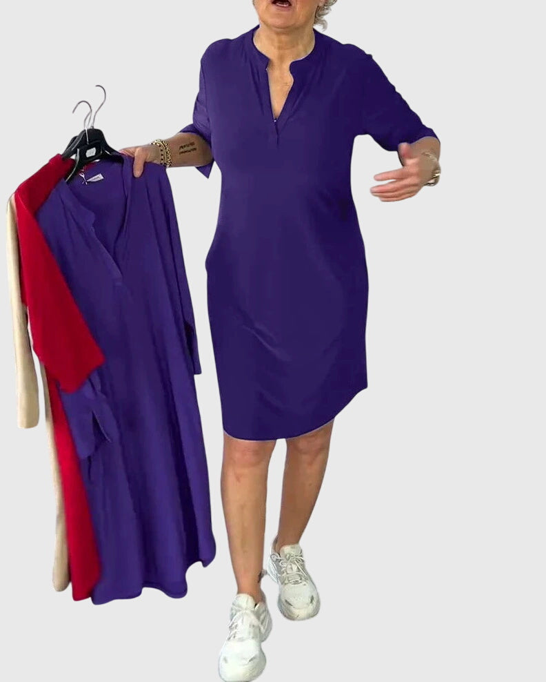 Caroline | Plain V-Neck Everyday Dress