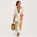 Mariam long green tie-dye caftan dress with fluid drape