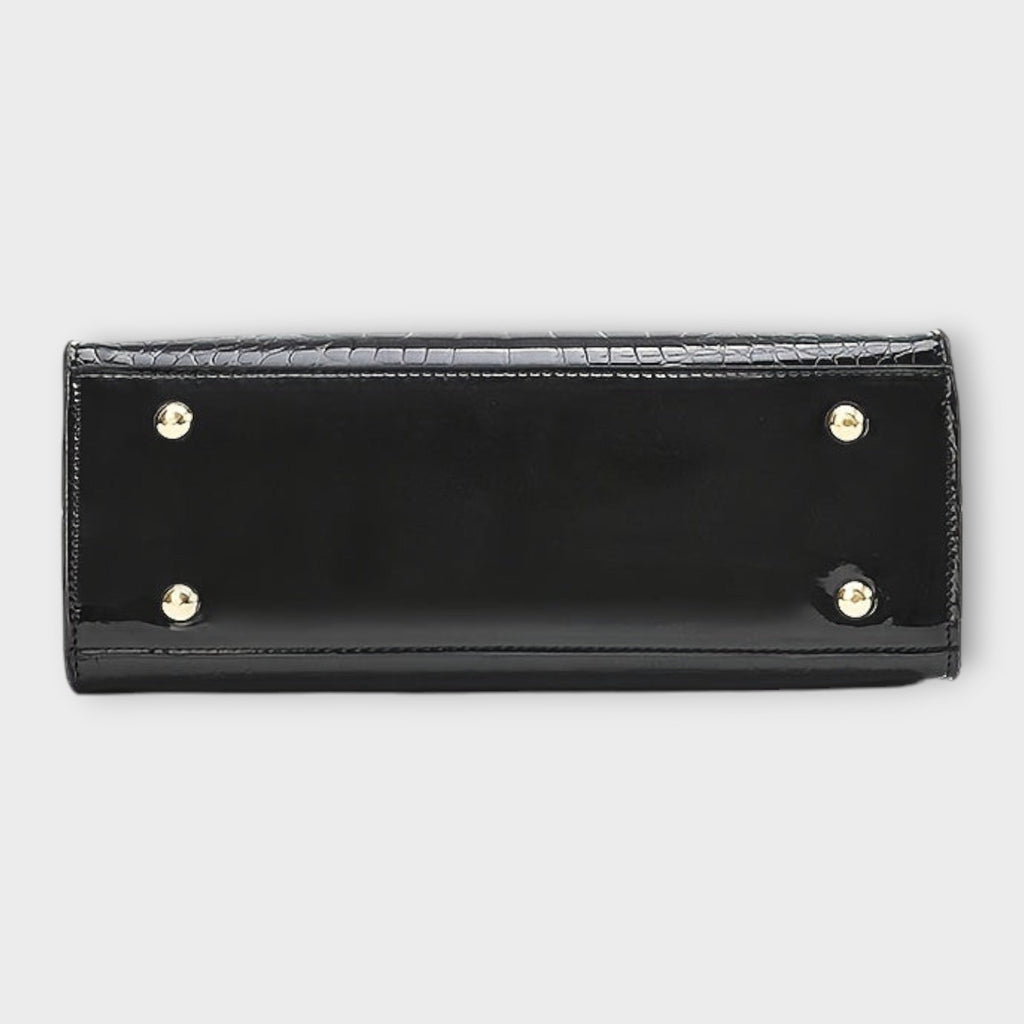 Emilie - Glossy Croc Leather Handbag