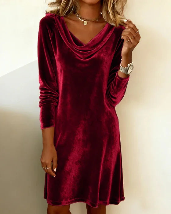 Maribel Relaxed-Fit Draped Velvet Dress