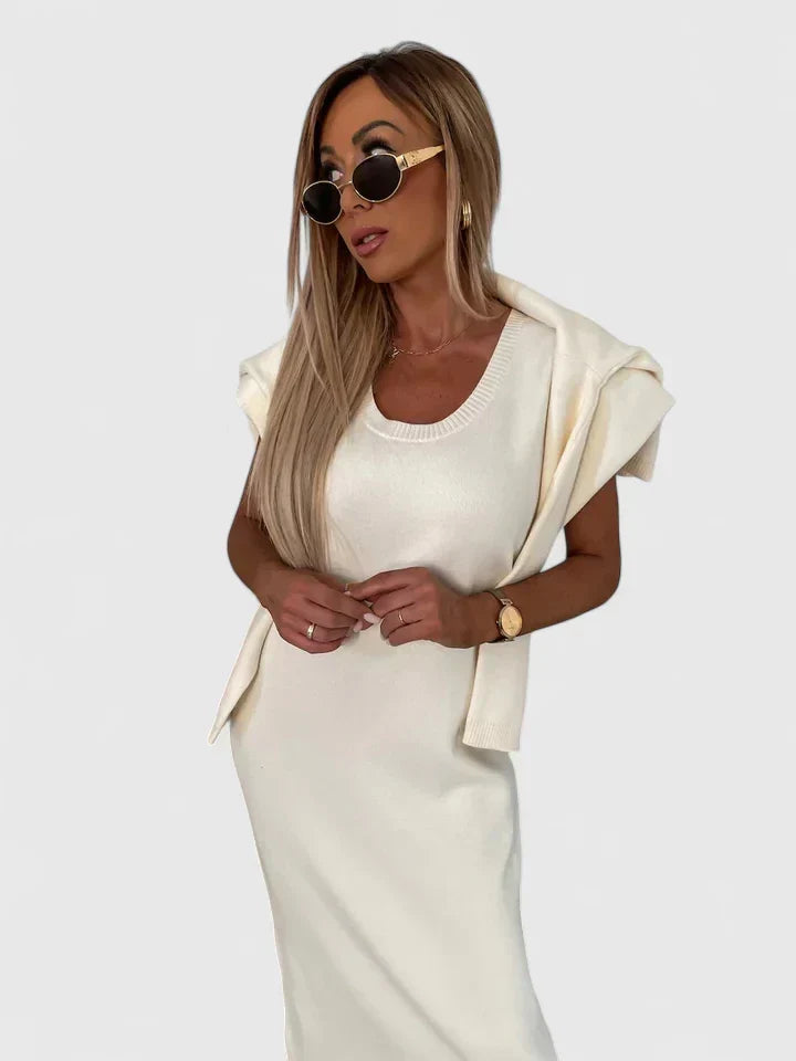 Chrystahl - Elegant Dress and Turtleneck Sweater Set