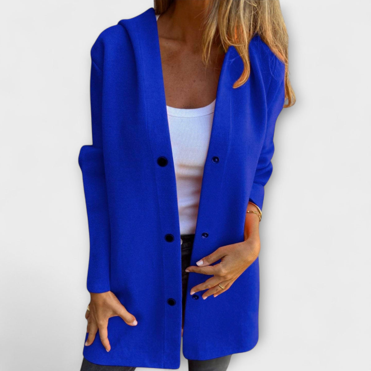 Rhyvian - Casual One-Button Hooded Jacket