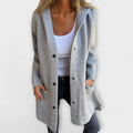 Rhyvian casual single-button jacket with an attached cozy hood