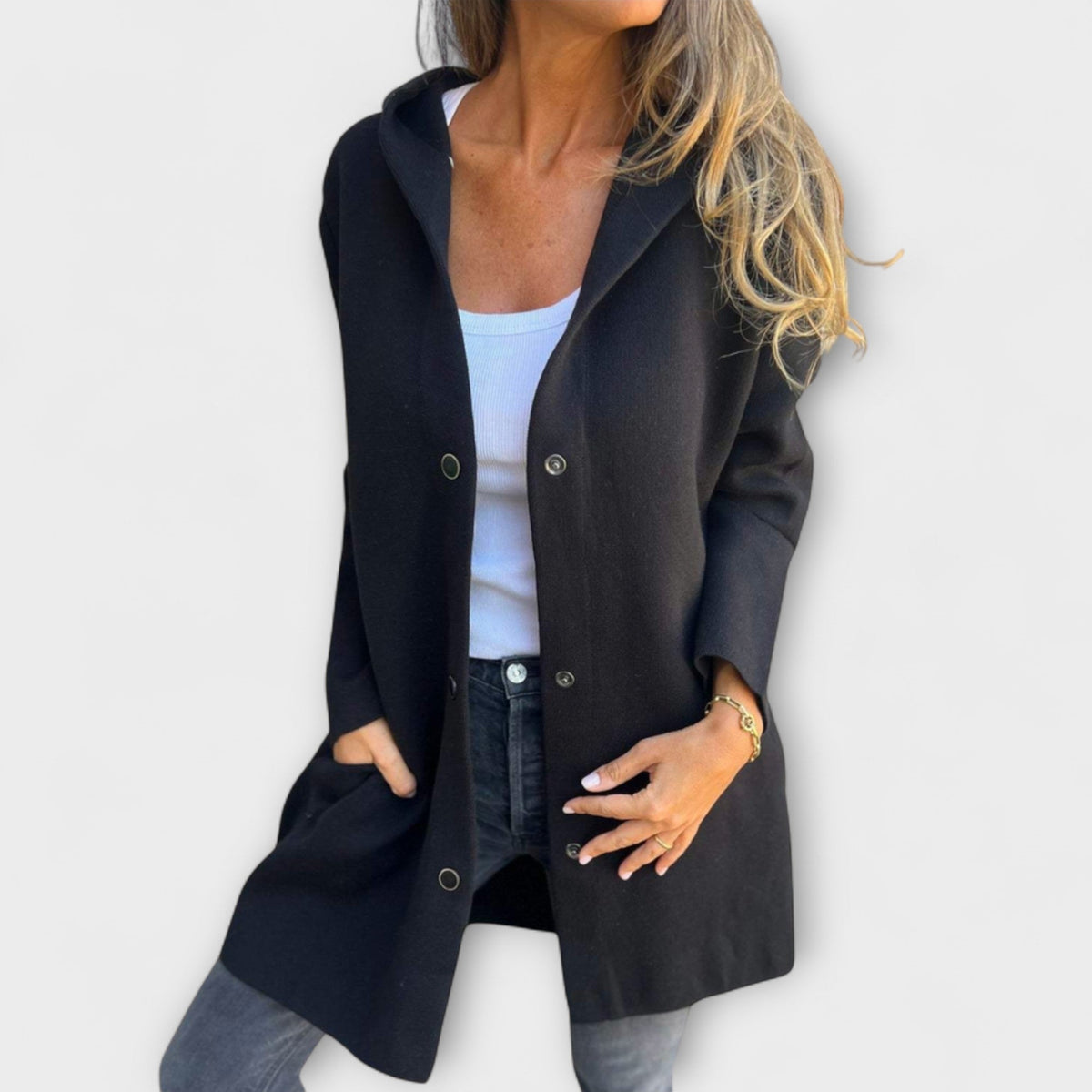 Rhyvian - Casual One-Button Hooded Jacket