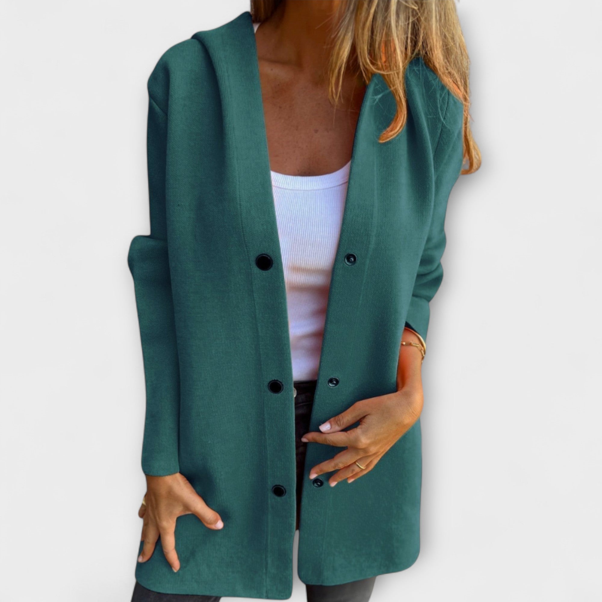 Rhyvian - Casual One-Button Hooded Jacket