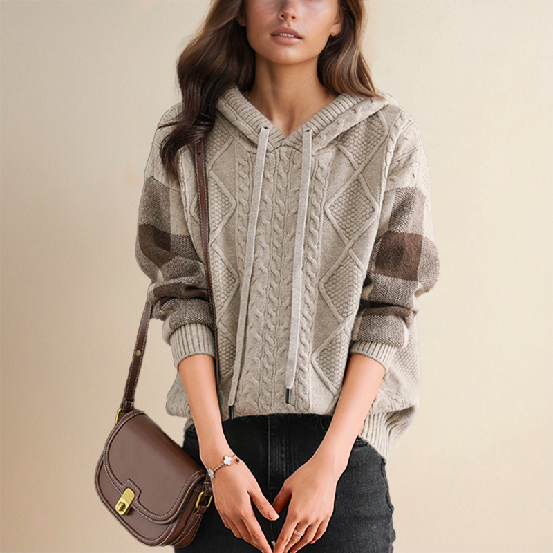 Julie - Cable Knit Hooded Sweater