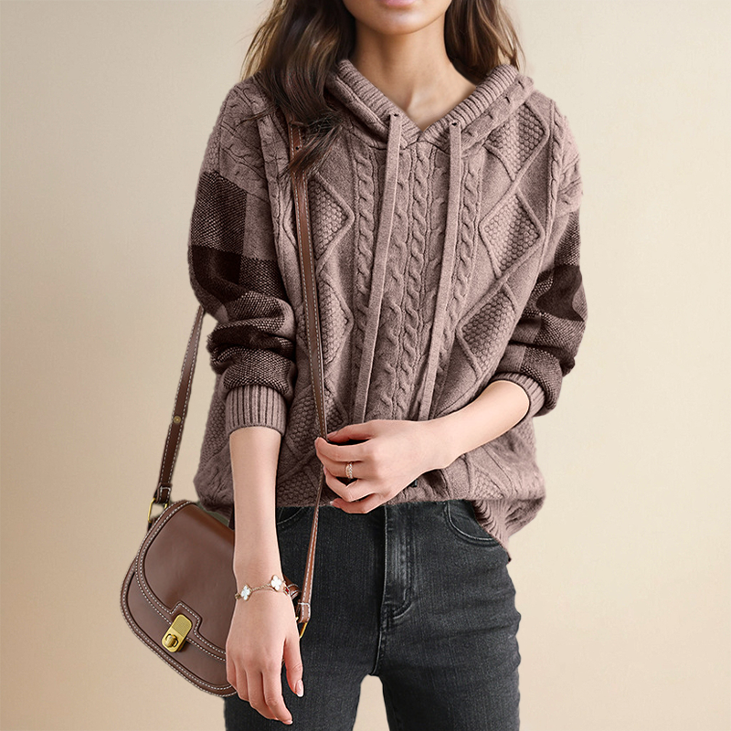 Julie - Cable Knit Hooded Sweater