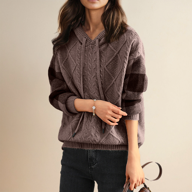 Julie - Cable Knit Hooded Sweater