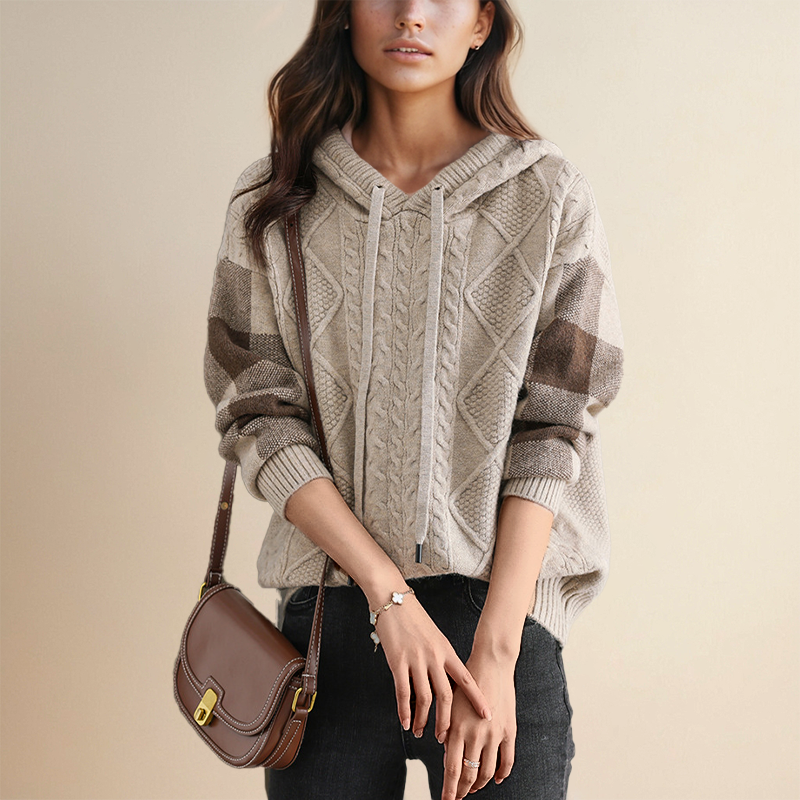 Julie - Cable Knit Hooded Sweater