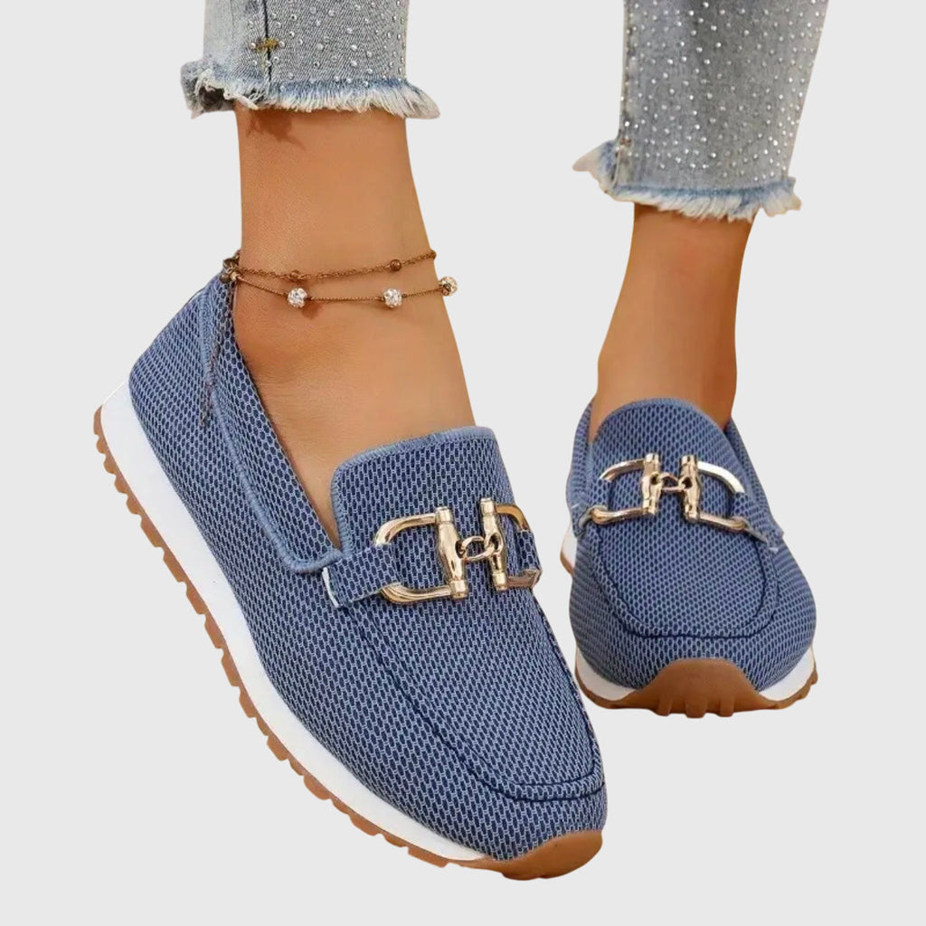 Mireille loafer sneakers featuring gold bit accent and breathable mesh