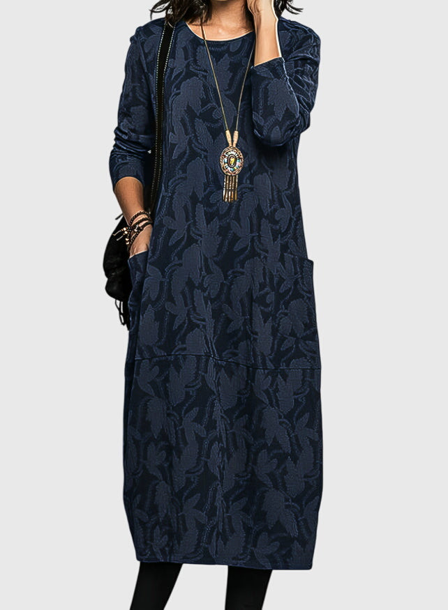 Victoria - Casual Round-Neck Pocket Dress