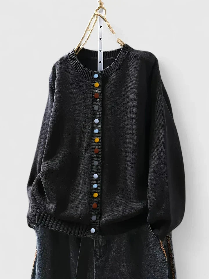 Kalynnah - Tummy-Hiding Decorative Button Cardigan