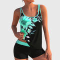 Clotilde two-piece floral swimsuit set with adjustable top and boyshort bottoms