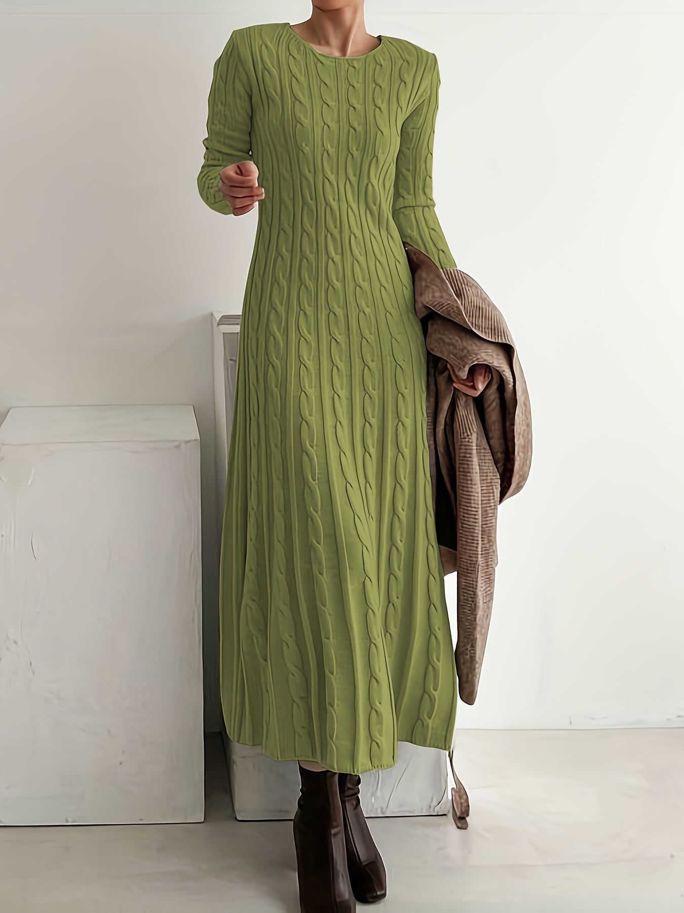 Evelyn | Cable Knit Maxi Dress