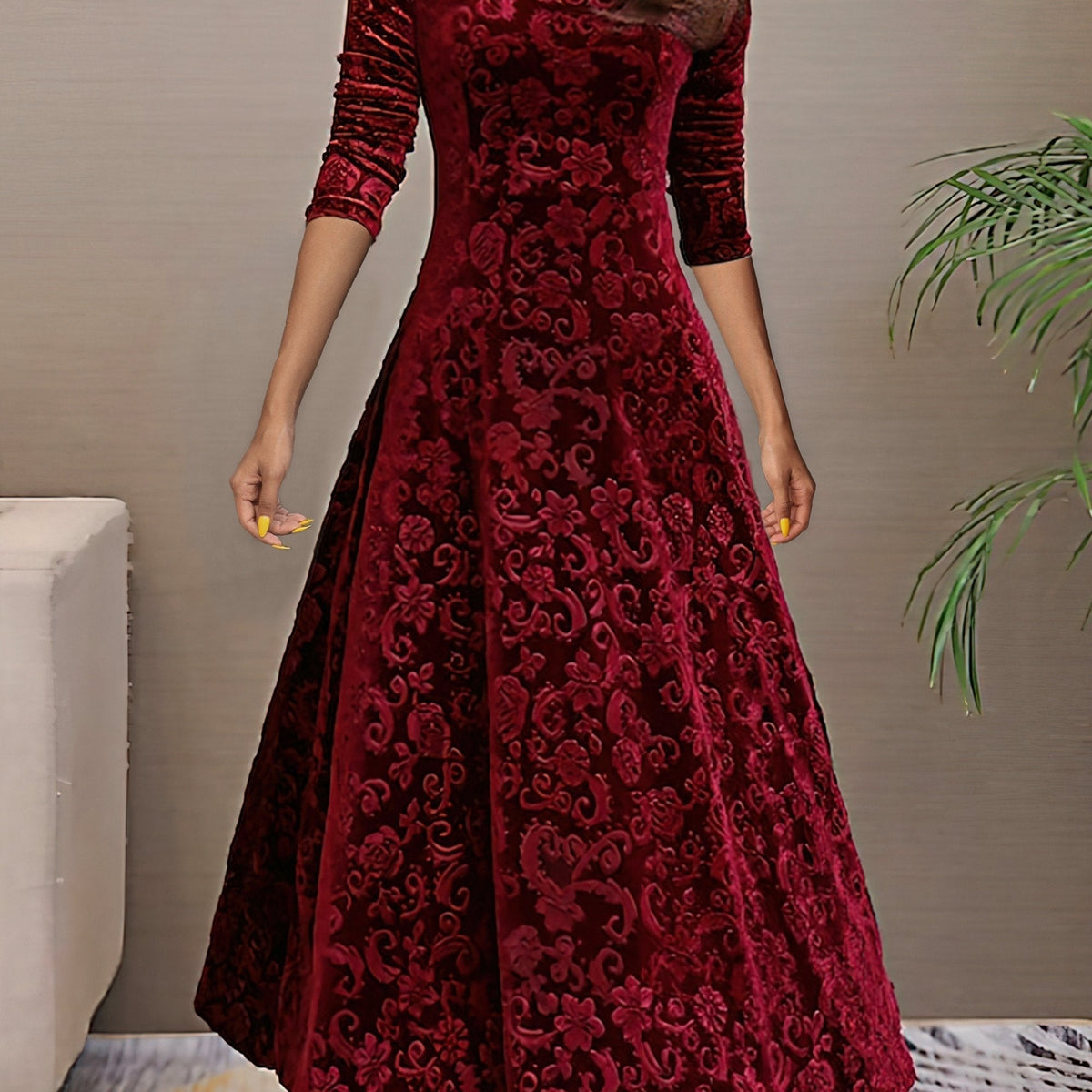 Nancy | Velvet Holiday Elegance Dress