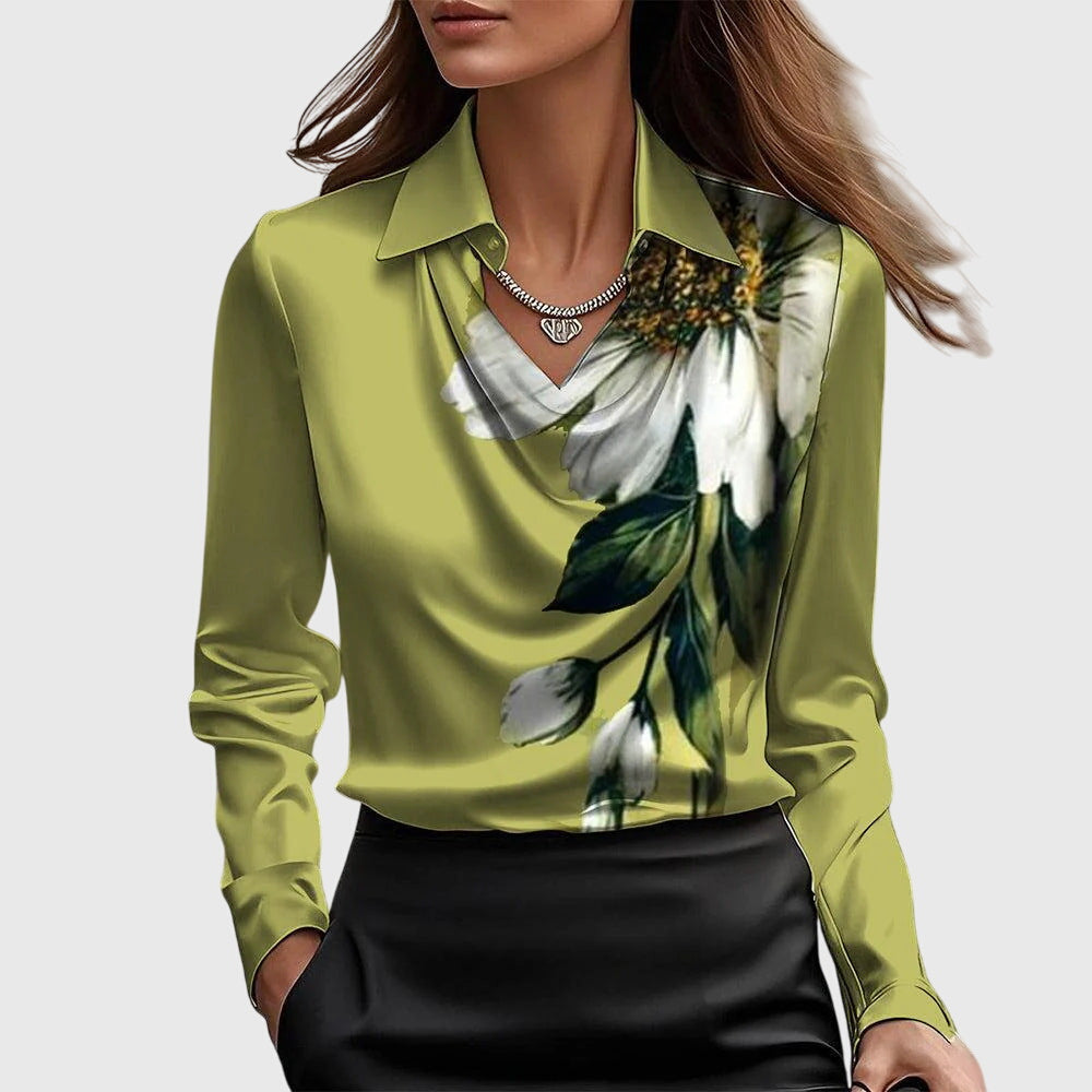 Agnès - Pleated Neckline Flowing Blouse